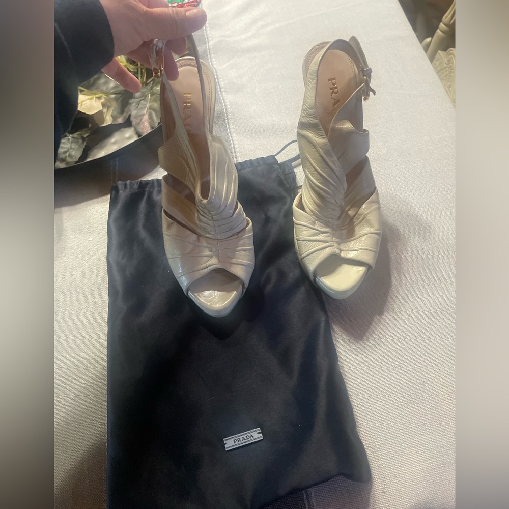 Prada Cream leather 5” heels - Picture 2 of 11